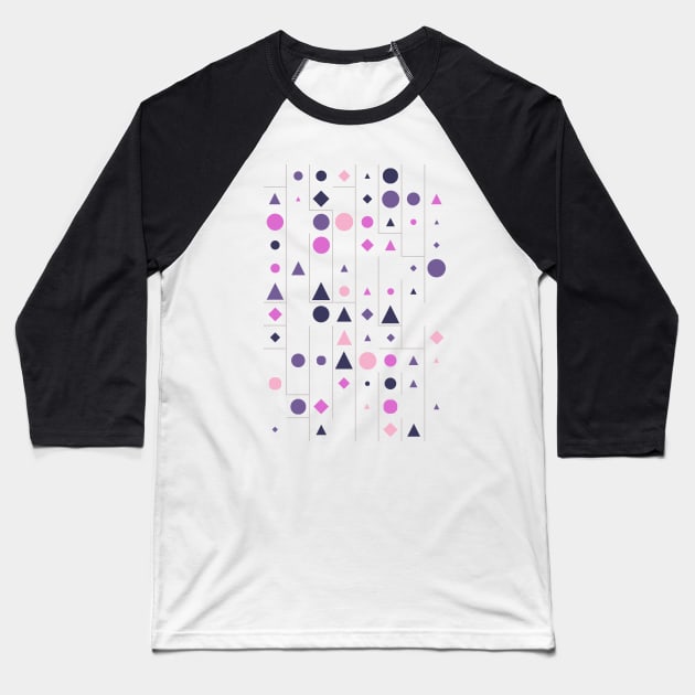 Colourful Geometric Animated Pattern Baseball T-Shirt by Trendy-Now